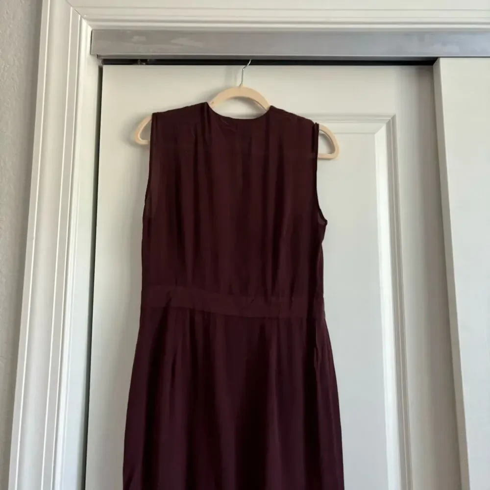 & Other Stories 100% Silk Burgandy Maxi Dress Sz 8 Wedding Guest Formal